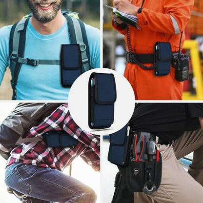 ykooe Cell Phone Pouch Nylon Belt Holster Case Compatible with iPhone 17 Pro Max, Galaxy S25/S24/S23/S22 Ultra A16 A15 A14 A13, Moto G Stylus/Power/Play, Pixel 8/7 Pro, Blue - XXL - color: Blue, size: XXL