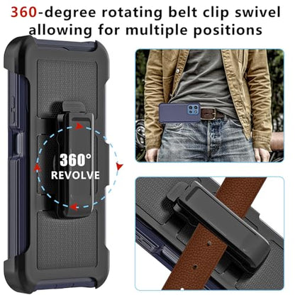 for Motorola Moto G 2026/2025 Case, for Moto G Play 2026 Case with Belt Clip Holster, Heavy Duty 2-Layer Protection, Anti-Drop, Shockproof Phone Cover (Navy Blue) - color: Navy Blue