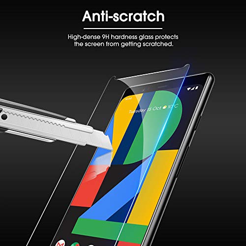 OMOTON [4 Pack Screen Protector for Google Pixel 4 (5.7 Inch), Tempered Glass/Scratch Resistant/Only Cover Display Area - size: Pixel 4-5.7 inch