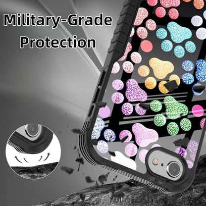 Protective Case Compatible with iPhone se 2022 2023 6/7/8 - Dog Paw | Hard PC Back Soft TPU Frame, Anti-Slip Shockproof, Stylish Printed Phone Cover Suitable for Men and Women - color: Colorful Dog Paw