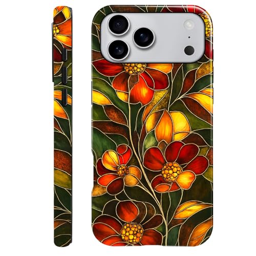 Compatible with iPhone 17 Pro Max,Anti-Scratch Glossy Case Cover,Stained Glass Flower 03 - color: Stained Glass Flower 03, size: IPhone 17 Pro Max