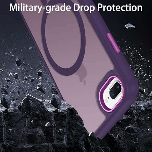 DUEDUE for iPhone 8 Plus Case, iPhone 7 Plus Case Magnetic[Compatible with Magsafe], Translucent Matte Back Protective Cover Anti-Scratch Shockproof Phone Cases for iPhone 8 Plus/7 Plus, Deep Purple - color: Deep Purple