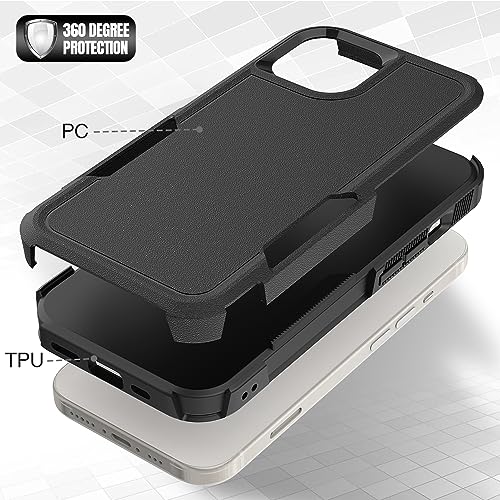 Heavy‑Duty Rugged Anti‑Drop Shockproof Protective Phone Case for iPhone 15, Durable Protective Shell, Black - color: Black, size: iPhone 15