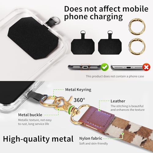 Phone Lanyard Crossbody Wrist Strap, Universal Adjustable Neck Strap for Phone Case Keys ID Badges, Travel Essential - color: Retro Brown Cowhide
