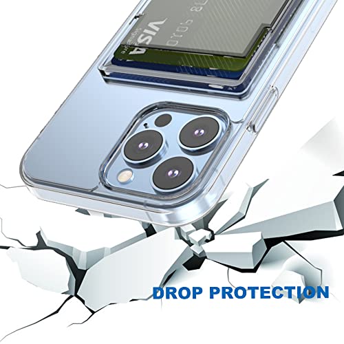 【Upgrade】 for iPhone 13 Pro Max Clear Wallet Case, Anti-Yellowing Slim Fit Thin TPU Bumper + PC Back Case with 2 Cards Holder - color: Clear, size: iPhone 13 Pro Max