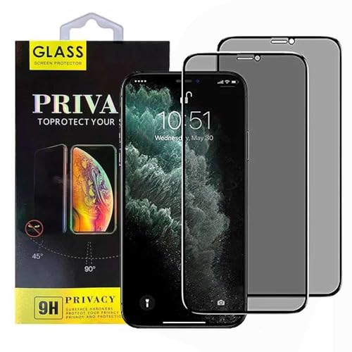 2 Pack, Privacy Screen Protector, Full Coverage Anti-Spy Tempered Glass Film Compatible with iPhone 14 Pro / 15 - size: 14 Pro