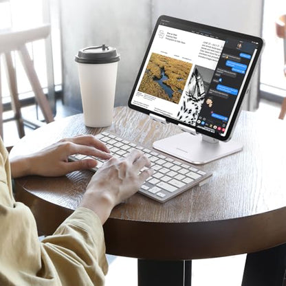 OMOTON T5 Foldable Tablet Stand, Heavy Adjustable Holder for iPad, Silver - color: silver