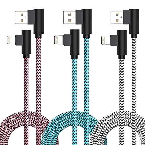3 Pack iPhone Charger 6FT Right Angle Lightning Cable Fast Charging Cord - size: 6ft