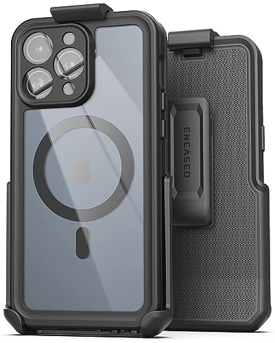 Encased Titan Designed for iPhone 15 Pro Max Waterproof Case with Belt Clip (Compatible with MagSafe) Full Body Protective Phone Case with Holster (iPhone 15 Pro Max) - size: iPhone 15 Pro Max