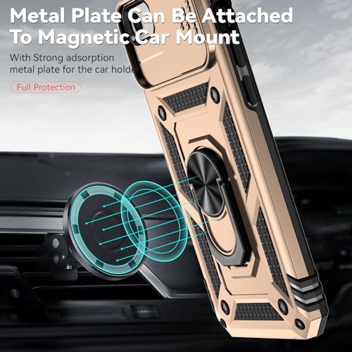SunStory Compatible with iPhone SE 2022/2020/3rd/2rd / 6/7/8 Case with HD Screen Protector & Slide Camera Cover & Kickstand, [Military-Grade] Phone Case for iPhone SE 2020/2022/6/7/8 (Golden) - color: Golden