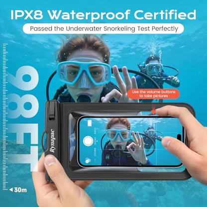 Rynapac Waterproof Phone Pouch [Up to 8.5"] - 4 Pack, IPX8 Waterproof Phone Case with Lanyard for iPhone 17 16 15 Pro Max, Touchscreen & Photograph, Cellphone Dry Bag for Beach Cruise Essentials 2026 - color: [Black + Pink + Blue + Orange]