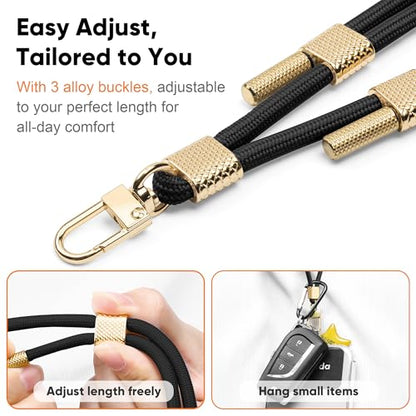 Phone Lanyard Universal Crossbody Cell Phone Strap Anti-Theft Adjustable Neck Lanyard for iPhone 17 Pro Max 2pcs Phone Patchs Tether Pads Apricot Tint - color: Apricot Tint