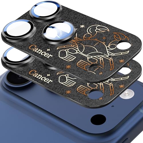 2 Pack Camera Lens Protector for iPhone 17 Pro,Cancer Pattern, AR 360-Degree Protection,Drop Protection,Anti Scratch Full-Coverage,Camera Transmfttance HD,Easy Installation,Black - color: Black/Cancer, size: for iPhone 17 Pro