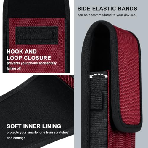 ykooe Cell Phone Belt Holder Holster Case for iPhone 17 16 15 14 13 12 - color: Red, size: L