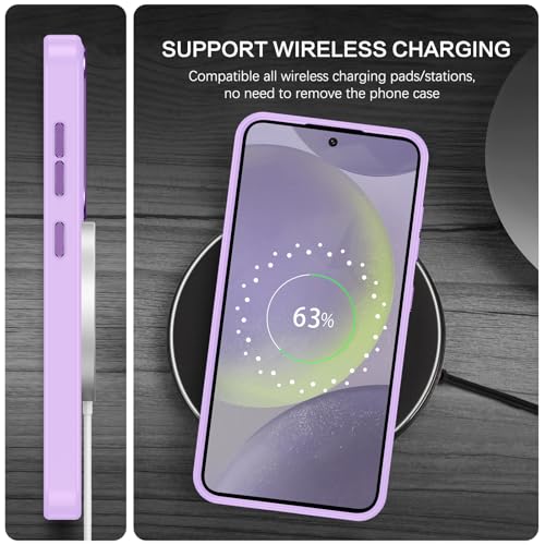 BENTOBEN Magnetic for Samsung Galaxy S24 Plus Case [Compatible with Magsafe] Translucent Matte Slim Thin Shockproof Anti-Yellow Women Men Protective Phone Cover for Galaxy S24 Plus 6.7", Light Purple - color: Light Purple