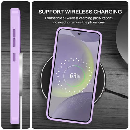 BENTOBEN Magnetic for Samsung Galaxy S24 Plus Case [Compatible with Magsafe] Translucent Matte Slim Thin Shockproof Anti-Yellow Women Men Protective Phone Cover for Galaxy S24 Plus 6.7", Light Purple - color: Light Purple