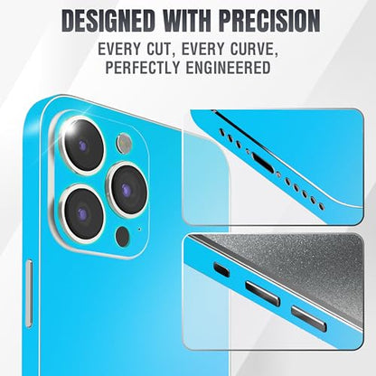 2Pcs Skin Wrap Compatible for iPhone 15 Pro – Slim Decal Vinyl Protective Film for Sides & Back – Sleek Fit, Premium Look – Compatible with All iPhone 15 Pro Cases - Matte Ocean Blue - color: Matte Ocean Blue