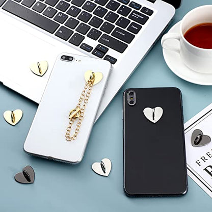 Konohan 12 Pcs Cell Phone Holder Ring Cute Heart Phone Charm Hooks Adhesive Smartphone Finger Ring Stand Sticky Metal Loop Grip for Cellphone Case Pad Tablet DIY Accessories