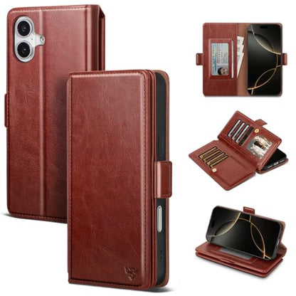 Compatible with iPhone 17 Case Wallet with Card Holder [7 Card Slot] Women Men,RFID Blocking Luxury PU Leather Phone Case Flip Folio Protector Cover Credit Card Slot Kickstand,Brown - color: Brown, size: iPhone 17