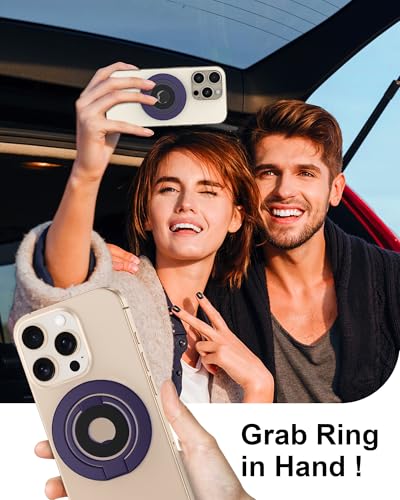 Magnetic Phone Ring Holder Grip, Foldable MagSafe Grip Stand for iPhone 17e - color: Purple