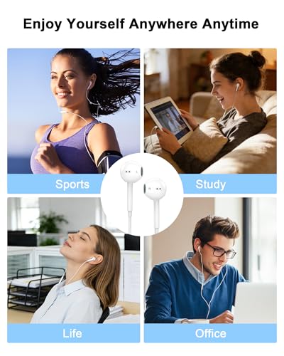 Wired Lightning Headphones for iPhone 14 13 12 Pro Max[Apple MFi Certified] - color: LWhite