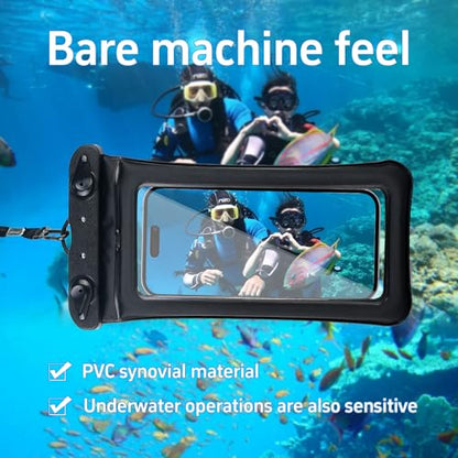 [2 Pack] Waterproof Phone Pouch, Cellphone Dry Bag for iPhone 16 15 14 13 12 Pro Max and Galaxy S24 S23 S22 IPX8 Outdoor Sports Case (Black)