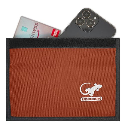 Faraday Bag Anti-Tracking GPS RFID Car Key Signal Blocker Wallet Shielding Pouch Protective Case for Cell Phone Car Key FOB, Data Privacy, Electronic Device Security (ORANGE - NYLON) - color: ORANGE - NYLON
