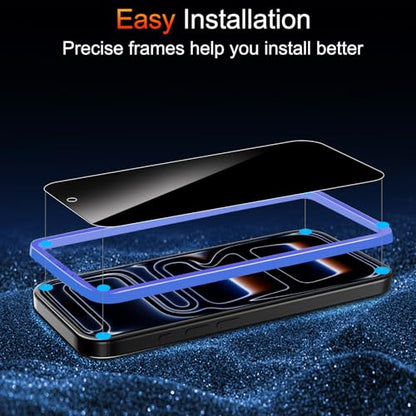 TZGZT Privacy Screen Protectors for iPhone 17 Pro Max, Tempered Glass, HD - color: iPhone 17 Pro Max-3Pack-Black