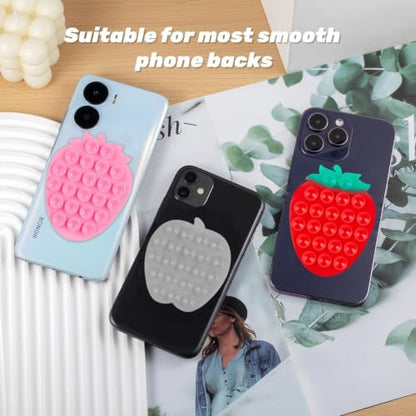 CIEO SuctionPhone Grip, Strong Silicone Suction,Strawberry Sticky Grip,Suitable for Selfies and Videos on Mirrors, Bathrooms and Smooth Surfaces, Compatible with iPhone (Transparent) - color: Transparent
