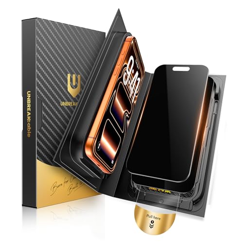 UNBREAKcable for iPhone 17 Pro Max Privacy Screen Protector QuickSet Box, 25° Anti-Spy Tempered Glass, 9H+ Hardness, Case-Friendly, Bubble-Free, Anti-Fingerprint, for Apple ProMax - 2 Pack 6.9" - size: iPhone 17 Pro Max