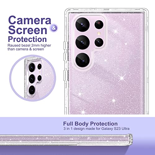 ULAK Compatible with Samsung Galaxy S23 Ultra 5G Case, Heavy Duty Shockproof Hybrid Soft TPU Bumper Drop Protection Transparent Phone Case for Galaxy S23 Ultra 5G 6.8 inch - Clear Glitter - color: Glitter