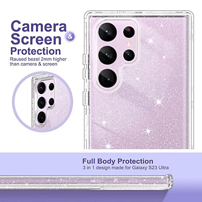 ULAK Compatible with Samsung Galaxy S23 Ultra 5G Case, Heavy Duty Shockproof Hybrid Soft TPU Bumper Drop Protection Transparent Phone Case for Galaxy S23 Ultra 5G 6.8 inch - Clear Glitter - color: Glitter