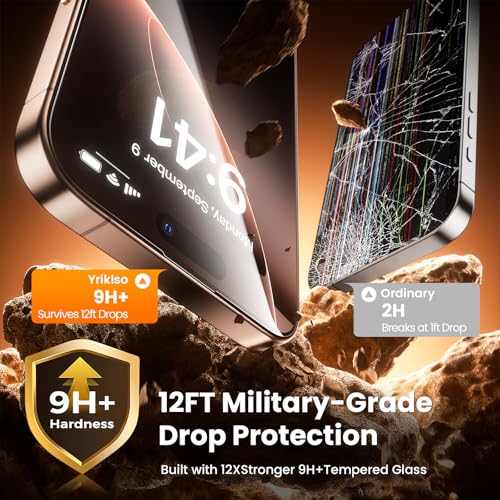 Yriklso 2-Pack for iPhone 16 Pro Max Screen Protector,Military Grade Shatterproof,Bubble-Dust Free Box,9H+ HD Tempered Glass,Scratch & Smudge Resistant for iPhone 16 Pro Max 6.9 inch - size: iPhone 16 Pro Max（6.7"）