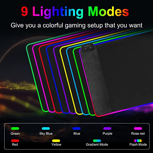 Wireless Charging RGB Gaming Mouse Pad, 31.5"x15.7" Large Desk Mat, Desk Pad with Wireless Charger, Non-Slip Rubber Base, Waterproof, Computer Keyboard Mat for Gamer, Office, Home, Black - color: Black