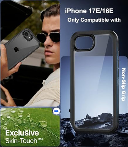 for iPhone 17e Case & iPhone 16e Case, Military-Grade Drop Protection Dual-Layer Rugged Shell with Screen Protector, Full-Body Non-Slip Shockproof Heavy Duty Protective Bumper Phone Cover (Clear) - color: Clear