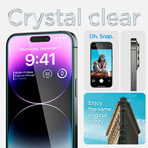 Spigen GlasTR EZ FIT Screen Protector for iPhone 14 Pro Max | 9H+ Tempered glass, Scratch resistance, Auto-align tray, Lab-tested 100% clarity, Original touch, Case-friendly, 2 Pack - size: iPhone 14 Pro Max