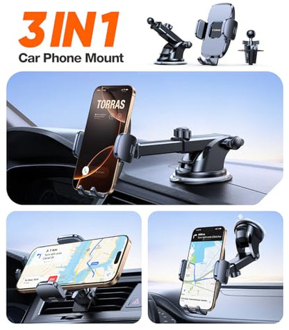 TORRAS 96+LBS Strongest Suction & Military-Grade Universal Car Phone Mount - color: Gray