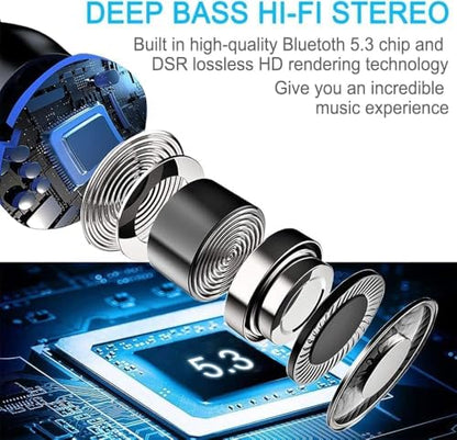 Ordtop Wireless Earbuds, 140Hrs Playtime Ear Buds 2026 New Bluetooth 5.3 Headphones 6D Stereo Bass with ENC Clear Call, IPX7 Waterproof Earphones for Sports/Working, in Ear Headphones for Android/iOS