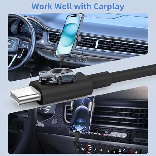 LDHTY CarPlay Charging Long Cable, USB A to USB C Cable, 2-Pack 10FT, Black - color: Black, size: 10ft+10ft