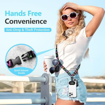 Azrra Phone Lanyard Crossbody, Phone Strap Crossbody with 2 Tether Tabs - color: Black - Love