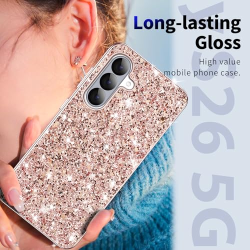 Galaxy S26 Glitter Case for Samsung Galaxy S26 5G Phone Case for Women Girls, Slim Ultra Thin Matte Back Shockproof Full Body Protective Cover for Samsung S26 5G, Crystal Bling Case, 2026 (Rose Gold) - color: Rose Gold