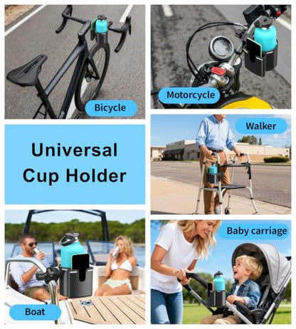 Universal Clamp-on 2-in-1 Cup Holder & Phone Holder for Stroller, Walker, Wheelchair, Fits 12oz-40oz Drinks, Multifunctional Storage Organizer, Pack of 2 - color: Pack Of 2