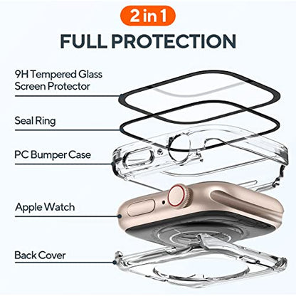 2-Pack Waterproof Case for 41mm Apple Watch Series 9/8/7 - color: Black/Clear, size: 41mm (Series 9/8/7)