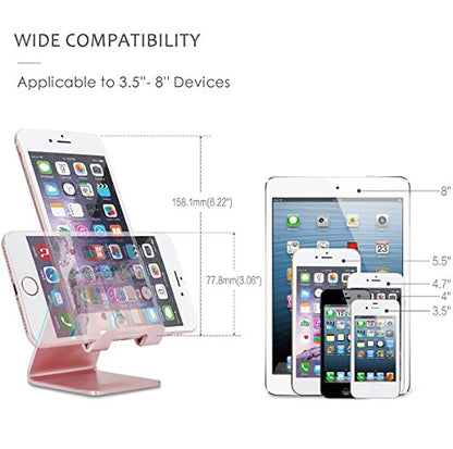 Cell Phone Stand, ZTON Aluminum Metal Tablet Stand, Mobile Phone Holder for iPhone iPad Samsung for Desk Table Bedroom Kitchen (Rose Gold) - color: Rose Gold