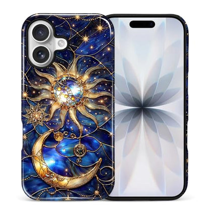 Case Compatible with iPhone 17, Cute Dual Layer Hybrid Phone Cover, Military Grade Drop Protection, Aesthetic Shockproof Phone Case for Women Girls, Galaxy Sun Moon - color: Galaxy Sun Moon, size: Iphone 17