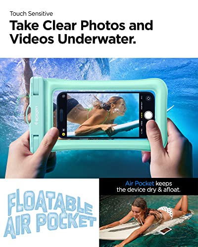 Spigen AquaShield Floating Waterproof Phone Pouch, IPX8 (1 Pack) | For all iPhone Series, Pixel Series, Galaxy S/Z Fold Ultra/Z Fold/Flip Series Universal Compatibility - Floatable Mint - color: Floatable Mint