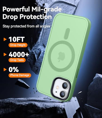 CANSHN Magnetic for iPhone 12 Case/iPhone 12 Pro Case, Light Green | Translucent Matte, Compatible with MagSafe, Heavy Duty Protection, Scratch Resistant, Slim Fit, Pocket Friendly - color: Matte Magnetic & Light Green