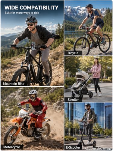 Hiboy Bike Phone Holder, 360° Rotation Adjustable Motorcycle Phone Mount,Bicycle Scooter Handlebar Phone Clip for 5.1" - 6.8" Smartphones - style: Standard