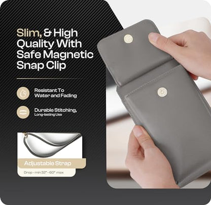 Crossbody Phone Purse for Women – RFID Phone Case Wallet w/Magnetic Closure & Separate Zipper Pocket Crossbody Bag - color: Grey