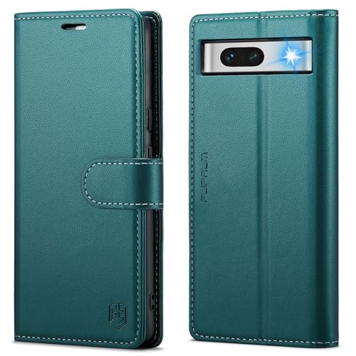 FLIPALM Wallet Case for Google Pixel 8a, Blue-Green | Card Holder, RFID Blocking, PU Leather Folio Flip, Kickstand, Protective Shockproof Cover - color: Blue-Green